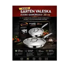 Valeska - Sarten con tapa de Acero Quirúrgico Profesional 20cm
