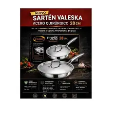 Valeska - Sarten con tapa de Acero Quirúrgico Profesional 28cm