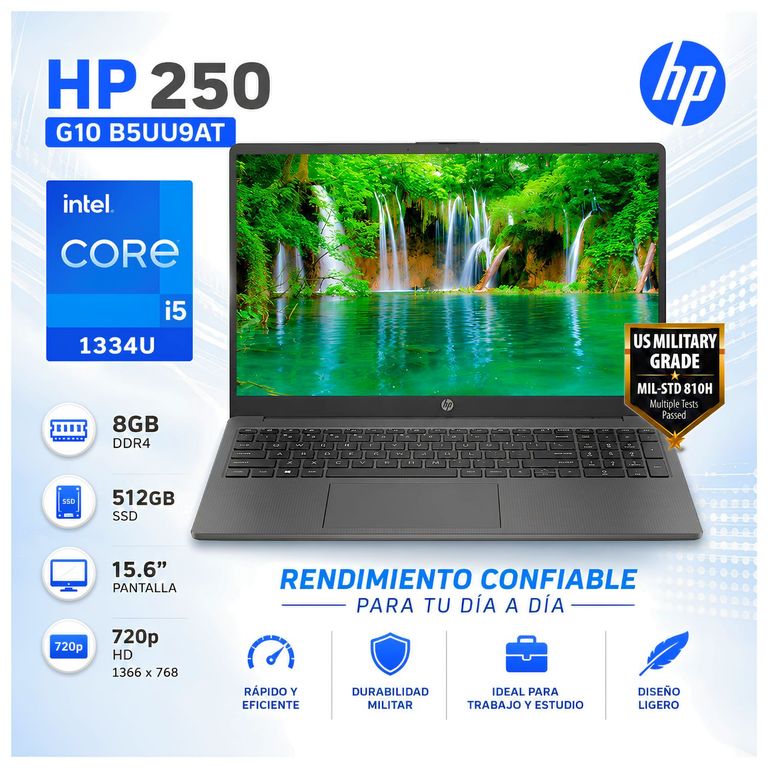 Laptop 250 G10 Intel Core i5-1334U 8GB RAM 512GB SSD 15.6" HD WIN 11 B5UU9AT