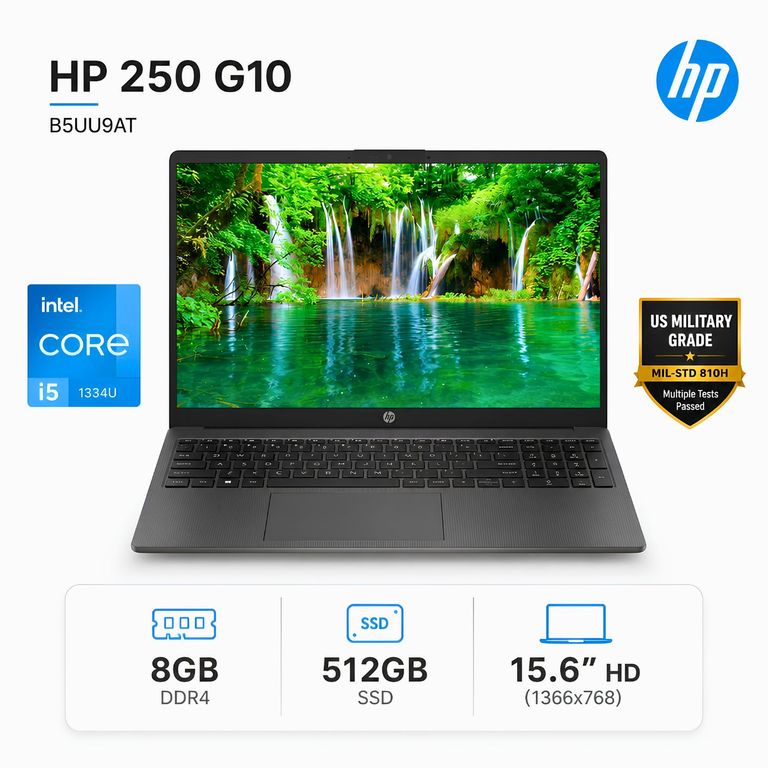Laptop 250 G10 Intel Core i5-1334U 8GB RAM 512GB SSD 15.6" HD WIN 11 B5UU9AT