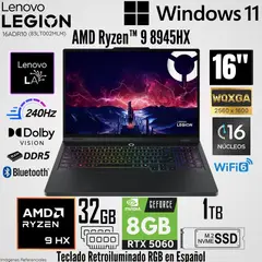 LENOVO - Laptop Legion Pro 5 16ADR10 AMD Ryzen 9 8945HX 32GB RAM 1TB SSD RTX 5060-8GB 16" WQXGA 240 Hz