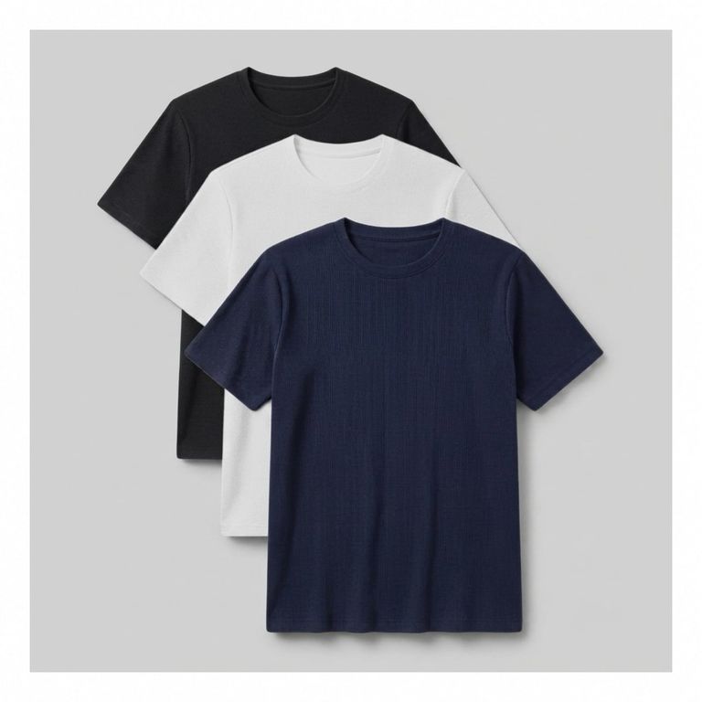 Pack De 3 Polos Basicos Hombre Con textura