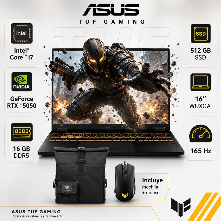 Laptop Gamer TUF F16 Core i7 16GB 512GB SSD RTX 5050 8GB 16" 165Hz 90NR0NA1-M00HM0