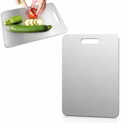 GENERICO - Tabla De Cocina De Acero Inoxidable Con Asa 24 Cm