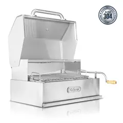 GRILLCORP - Parrilla Argentina con tapa Mediana Empotrable Inoxidable AISI 304 70cm x 45cm
