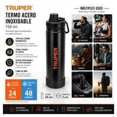 Truper - Termo Tomatodo Acero Inoxidable 750 ml Para frio y Caliente