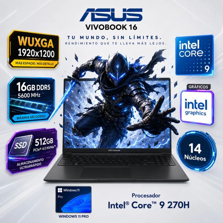 Laptop Vivobook 16 Intel Core 9 270H 16GB 512GB SSD 16" WUXGA Windows 11 X1605VAPBF-MB235
