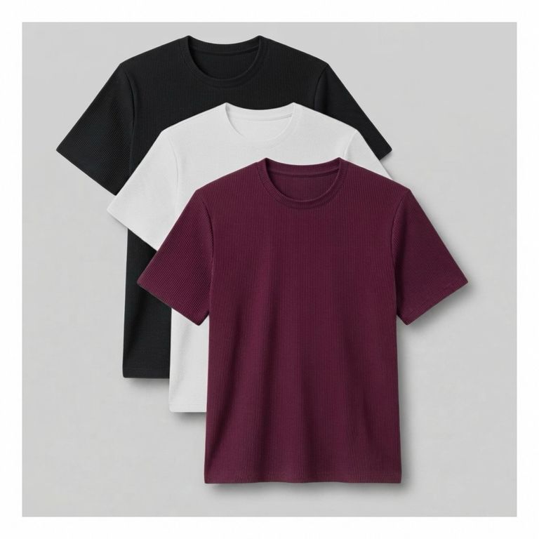 Pack De 3 Polos Basicos Hombre Con textura