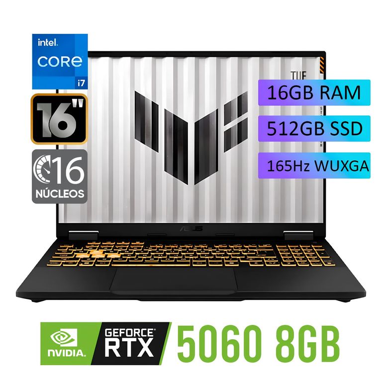 Laptop Gamer TUF Gaming F16 Intel® Core™ i7-14650HX 16GB RAM 512G SSD RTX™ 5060 FX608JMR-RV352