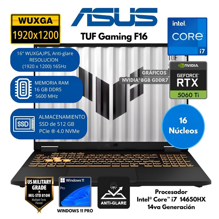 Laptop TUF FX608JMR Intel Core i7 14650HX Ram 16GB SSD 512GB RTX 5060 8GB Win 11