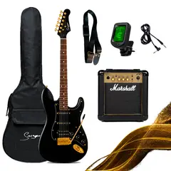 SMIGER - Pack Completo de Guitarra Eléctrica L G2 PRO GD y Amplificador Marshall MG10