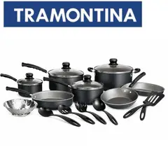 TRAMONTINA - Juego de ollas Primeware 18 PZAS funcional antiadherente Negro