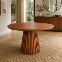 NOEL - Mesa Comedor Redonda Áurea en Madera Tornillo – 120 cm