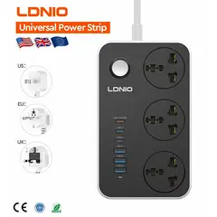 LDNIO - Regleta Multitoma SC3604C -3 Tomacorrientes AC - 3 USB-C 20W + 3 USB-A -Protección sobrecargas
