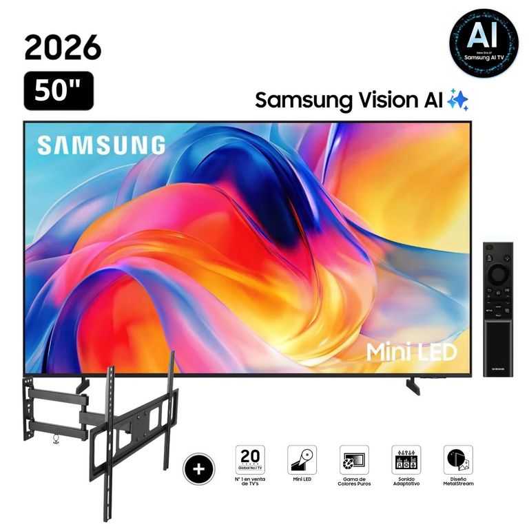 Televisor 50" Mini LED 50M70H Vision AI Smart TV + Rack Giratorio