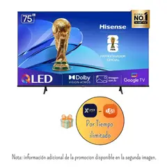 Hisense - Televisor 75 Pulgadas QLED UHD 4K Google TV 75QD6N + Promoción + 1 año de Garantía (Nuevo)
