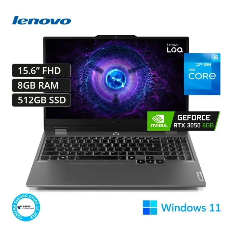 LOQ 15IAX9 , Core i5-12450HX, 8GB RAM, 512GB SSD, RTX 3050 6GB, 15.6″ FHD, Windows 11