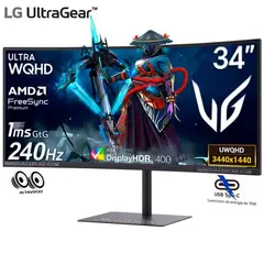 LG - Monitor UltraWide 34 Curvo 34G630A-B, WQHD 3440x1440, 240Hz, 1MS, DisplayHDR 400,