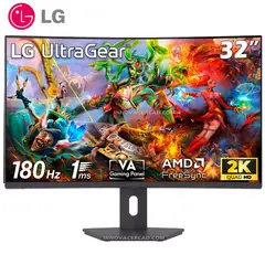 LG - Monitor Curvo UltraGear 32G600A-B, 32" VA, QHD 2560 x 1440, 180Hz, 1ms, FreeSync, HDR10
