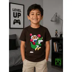 GENERICO - Polo de Bomberman de Videojuego Camiseta para Niños Algodon Marron