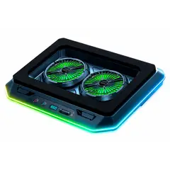 SEISA - Cooler para Laptop DN-H640 con 2 Ventiladores LED 7 Niveles y Soporte para Celular