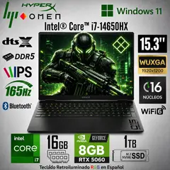 HP - Laptop HyperX Omen 15-GA0001LA Intel Core i7-14650HX 16GB RAM 1TB SSD RTX 5060-8GB 15.3 WUXGA