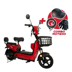 JEFF BIKE - BICIMOTO MODELO ADVENTURE COLOR ROJO + COMBO MOTERO CASCO, CADENA Y GUANTES