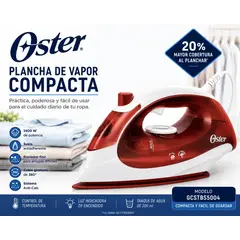 OSTER - Plancha de Vapor GCSTBS5004 Compacta 1400W Suela Antiadherente Cable Giratorio 360°