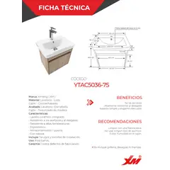 XM - LAVATORIO DE LOZA CON CAJON MADERA CON BLANCO YTAC5036-74
