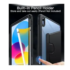 GENERICO - Funda Transparente Giratorio 360° Compatible para iPad A16 11th 10th negro
