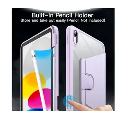 GENERICO - Funda Transparente Giratorio 360° Compatible para iPad A16 11th 10th GEN LILA