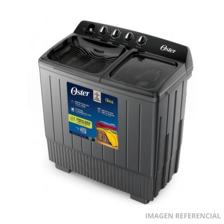 Lavadora Semiautomática de Doble Tina 18 kg Negra OS-PSAWMX18B