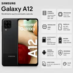 SAMSUNG - Celular A12 4GB - 64GB Negro