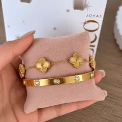 CLEO JOYAS & ACCESORIOS - Set de Pulseras Amélie Dorado Acero