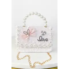 KIDS MASHMELO - Cartera con Encaje Floral y Pedrería para niñas