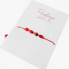 GENERICO - Pulsera Huayruro Natural Tejida a Mano - Hilo Hindú y Plata