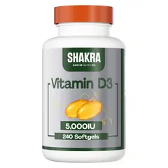 SHAKRA - Vitamina D3 5000 iu Colecalciferol 240 Cápsulas