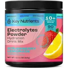 GENERICO - KEY NUTRIENTS Electrolitos en polvo sin azúcar - Polvo de electrolitos de limonada de fresa