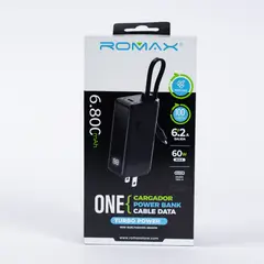 ROMAX - POWER BANK 6800MAH C/CARGADOR 6.2A 60W 3 EN 1