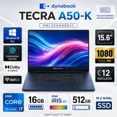 DYNABOOK - LAPTOP TECRA A 50K I7 1260P RAM 16GB SSD 512GB 156 FHD WINDOWS 10PRO