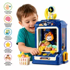 GENERICO - Máquina de Garra Infantil Temática Espacial con Luces, Sonidos y Mini Peluches de Niño