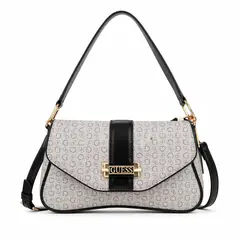GUESS - CARTERA SHOULDER BAG Y CROSSBODY MONOGRAFIADA GRIS CON NEGRO