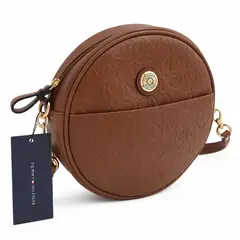 TOMMY HILFIGER - CARTERA CROSSBODY TOMMY MONOGRAFIADA MARRON REDONDO