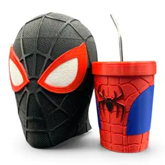 GENERICO - Pack Spiderman - Palomera 3D y Vaso Inspirado en Miles Morales - 22cm Alto
