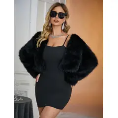ARELYS - Abrigo Bolero Para Vestido Negro M-L