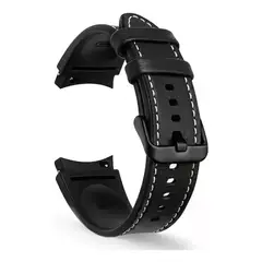 GENERICO - Correa de Cuero Compatible con Samsung Galaxy Watch 4 - 44mm negra