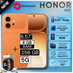 HONOR - Celular 600 5G 6.57" Pulg 8GB RAM 256GB MagicOS 10 - Naranja