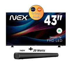 NEX - Televisor 43 Pulgadas FHD Android 14 TVLED43S + M*A*G*I*S*T*V* Ilimitado + Soundbar PSB32