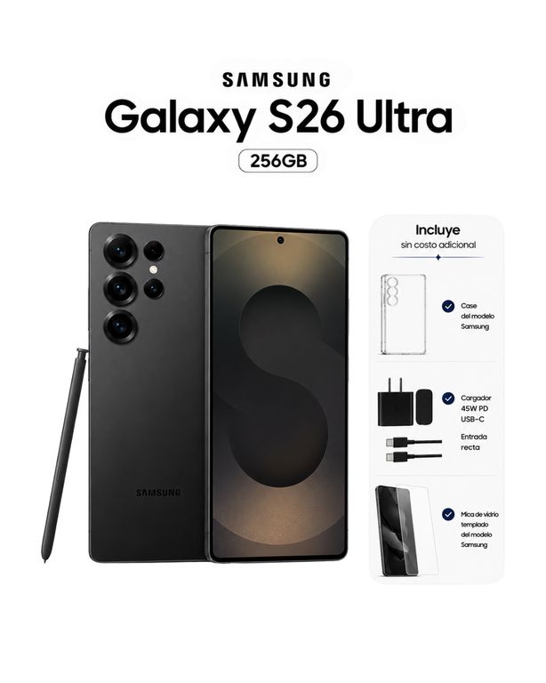 S26 ULTRA 256GB - NEGRO + CASE+ MICA + CARGADOR