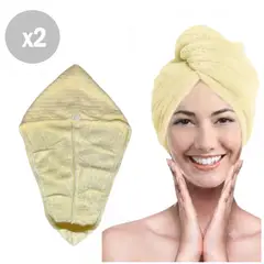 GENERICO - Pack x2 Toallas microfibra absorbente para cabello - Amarillo